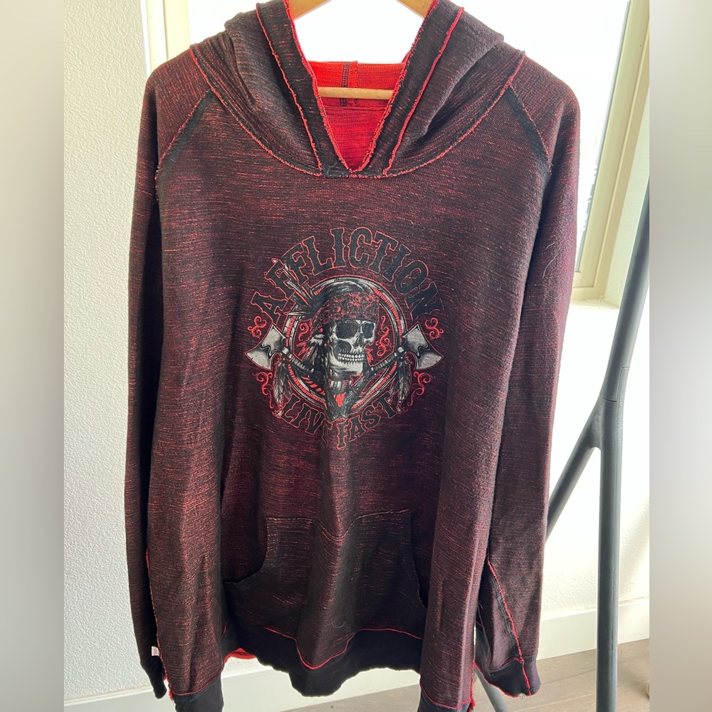 Affliction Reversible Distressed Hoodie - Men’s 3X